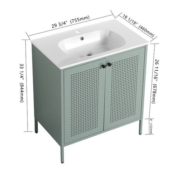 30" Freestanding Bathroom Vanity and Sink Set, Single Wood Modern